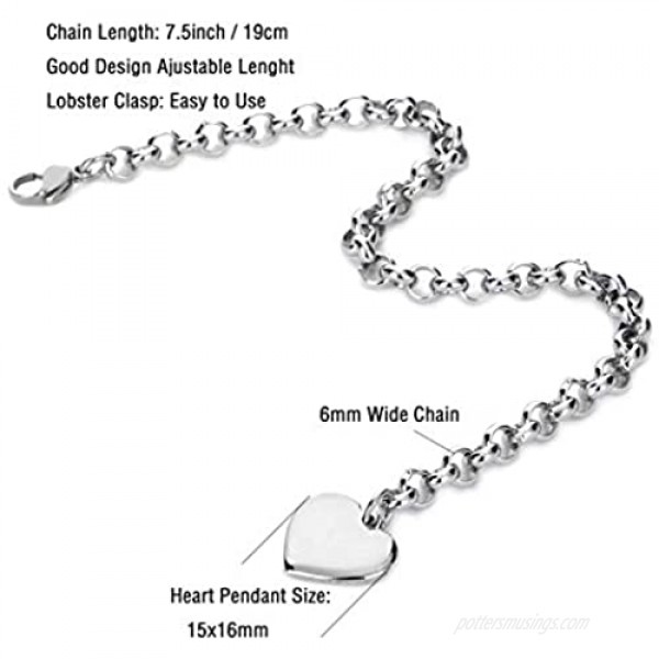 SANNYRA Mother Daughter Bracelets Stainless Steel Heart Charm Bracelet for Women Birthday Gifts for her
