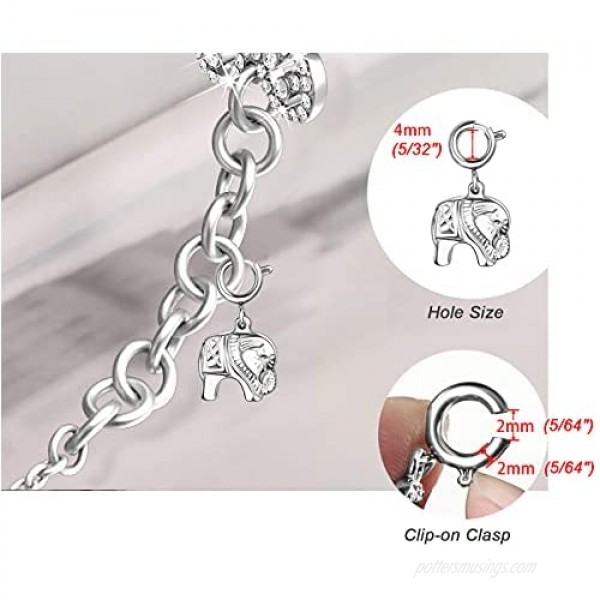 Secbolt Charms for Women's Bracelets Elephant/Silver