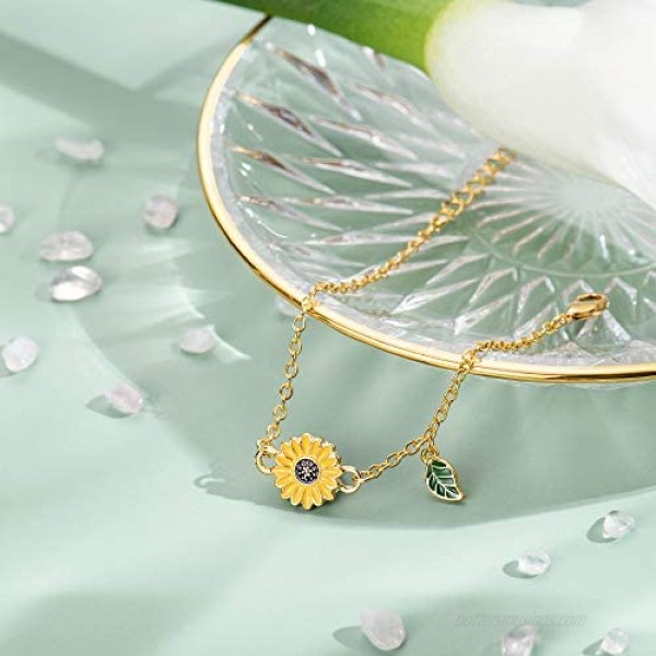 Seyaa Sunflower Best Friend Bracelets for Women Daisy Jewelry Gold Sunflower Gifts for Girls Teen Sister Girlfriend Birthday