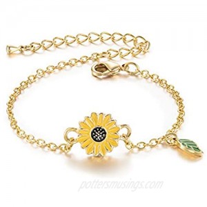 Seyaa Sunflower Best Friend Bracelets for Women Daisy Jewelry Gold Sunflower Gifts for Girls Teen Sister Girlfriend Birthday