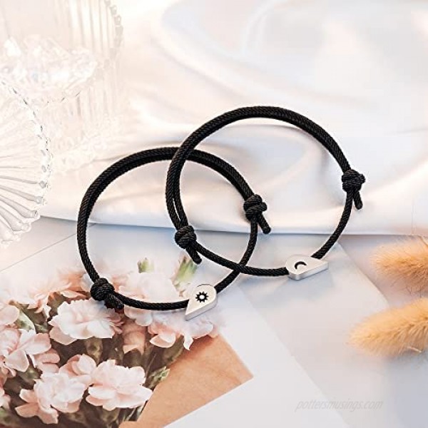 Shonyin Magnetic Couples Bracelet Sun and Moon Mutual Attraction Waterproof Matching Bracelets Couple Jewelry Gifts for Lovers Bestfriend