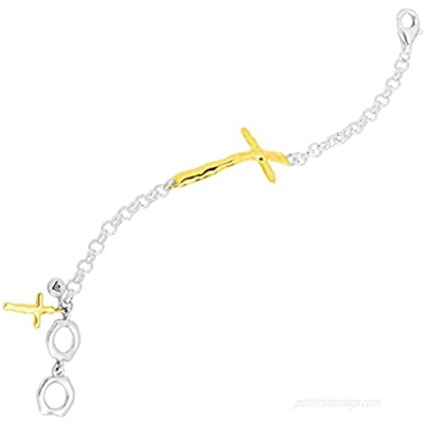 Silpada 'in Good Faith' Organic Cross Bracelet in Sterling Silver 8.25