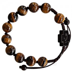 Sine Cera 10mm Adjustable Tiger Eye and Jujube Wood Rosary Bracelet