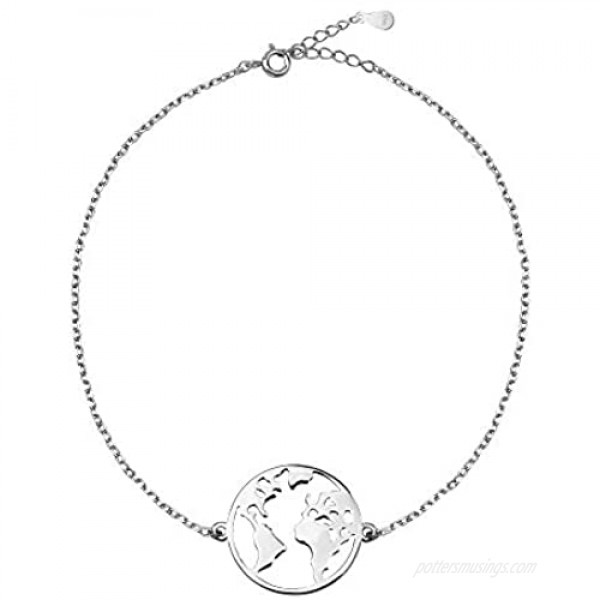 Sofia Milani - Women's Bracelet 925 Silver - World Map Globe Pendant - 30175