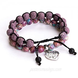 Tree of Life Bracelet - Lava Stone Essential Oil Gemstone Beaded Yoga Meditation Regalite Stone Beach Charm Bracelet Set