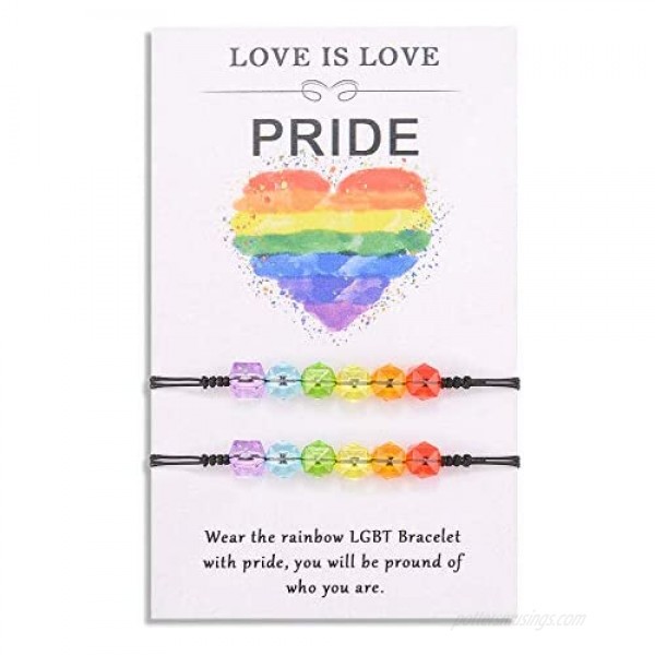VGWON Rainbow LGBT Pride Bracelet Handmade Pride Adjustable Bracelet for Gay & Lesbian
