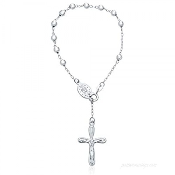 Virgin Mary Rosary Prayer Beads Jesus Crucifix Infinity Cross 925 Sterling Silver Bracelet For Women For Communion 3MM