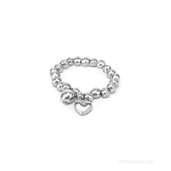 Womens Aluminum Bracelet with Ball and Round Heart Charms