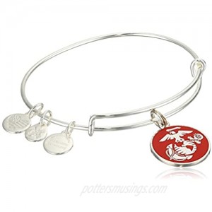 Alex and Ani "Armed Forces" US Marine Corps  Expandable Wire Bangle Charm Bracelet