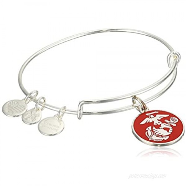 Alex and Ani Armed Forces US Marine Corps Expandable Wire Bangle Charm Bracelet