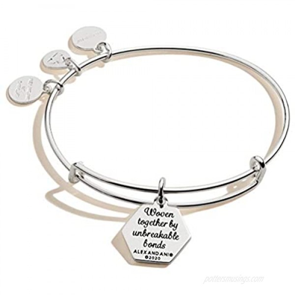 Alex and Ani Because I Love You Expandable Wire Bangle Bracelet for Women Meaningful Charms 2 to 3.5 in