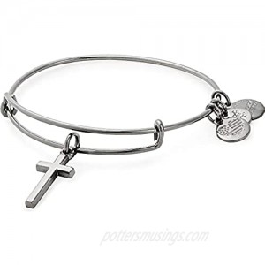 Alex and Ani Divine Guides Expandable Bangle Bracelet for Women  Cross Charm  2 to 3.5 in