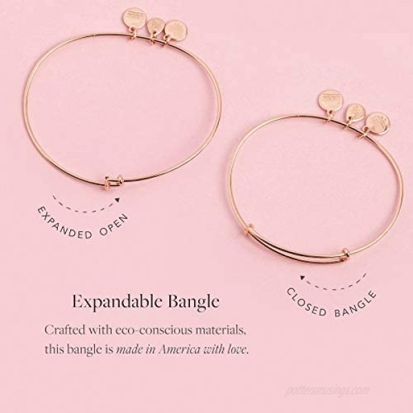 Alex and Ani Divine Guides Expandable Bangle Bracelet for Women Mother Mary Engraved Charm Rafaelian Finish 2 to 3.5 in
