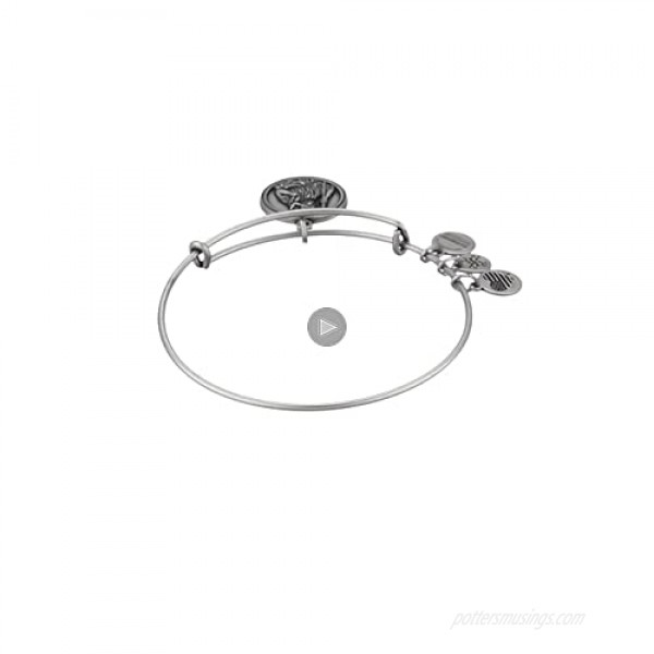 Alex and Ani Divine Guides Expandable Bangle Bracelet for Women Saint Christopher Charm Rafaelian Finish 2 to 3.5 in