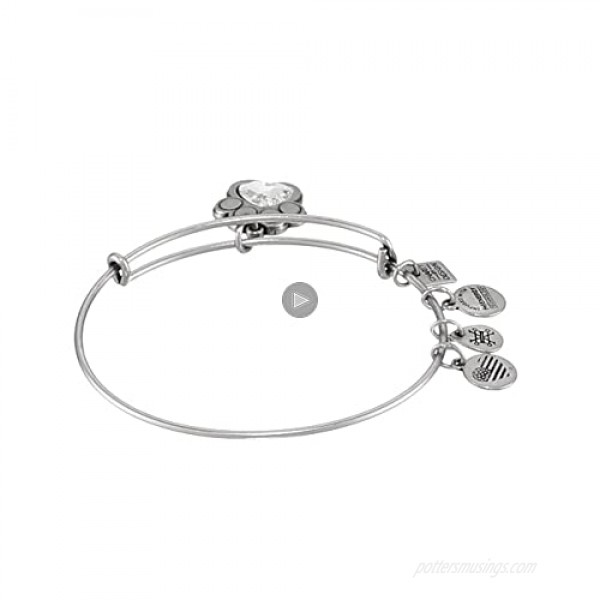 Alex and Ani Expandable Bangle for Women Crystal Paw Prints of Love Charm Rafaelian Finish 2 to 3.5 in