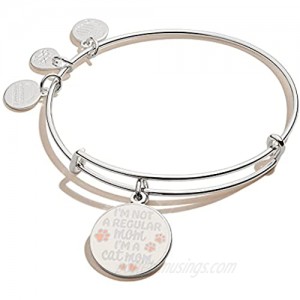 Alex and Ani Expandable Wire Bangle Bracelet for Women  I’m a Dog or Cat Mom Charm  Shiny Finish  2 to 3.5 in