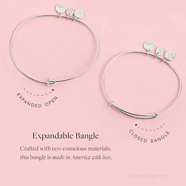 Alex and Ani Path of Symbols Expandable Bangle for Women Crystal Elephant Charm Shiny Finish 2 to 3.5 in