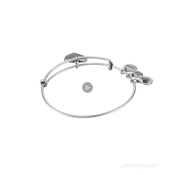 Alex and Ani Path of Symbols Expandable Bangle for Women Heart Flag Charm Rafaelian Finish 2 to 3.5 in