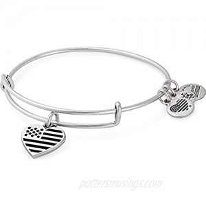 Alex and Ani Path of Symbols Expandable Bangle for Women Heart Flag Charm Rafaelian Finish 2 to 3.5 in