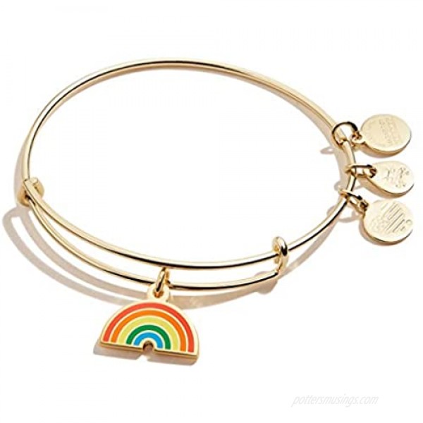 Alex and Ani Path of Symbols Expandable Bangle for Women Rainbow Charm Shiny Finish 2 to 3.5 in