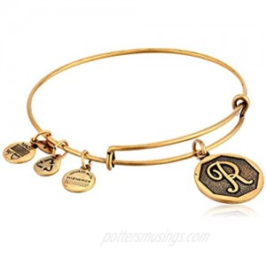 Alex and Ani Rafaelian Gold-Tone Initial "R" Expandable Wire Bangle Bracelet  2.5"