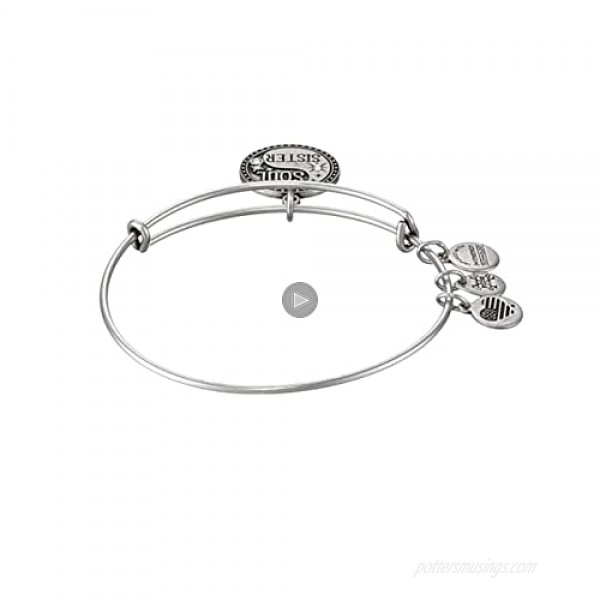 Alex and Ani Soul Sister Expandable Bangle Bracelet for Women Friendship Inscription Charm 2 to 3.5 in