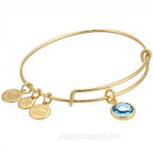 Alex and Ani Women's Swarovski Color Code Bangle March Aquamarine Bracelet  Shiny Gold Expandable