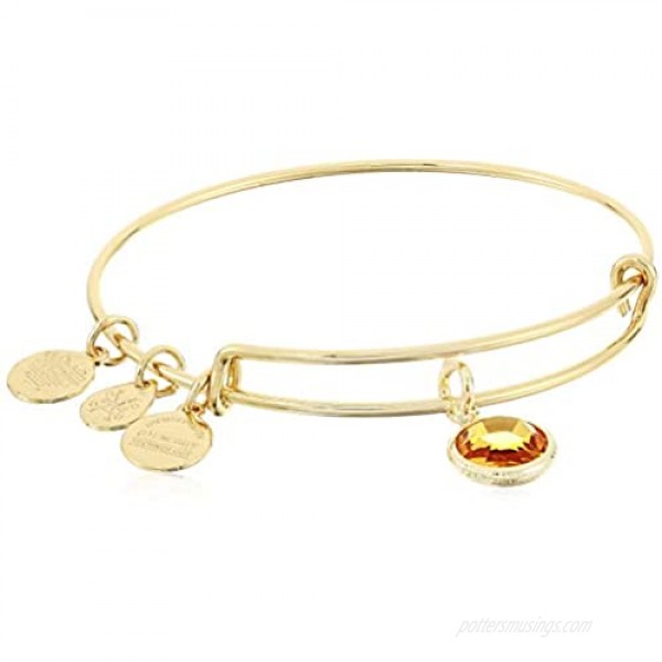 Alex and Ani Women's Swarovski Color Code Bangle November Topaz Bracelet Shiny Gold