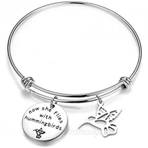 ENSIANTH Now She Flies with Hummingbirds Brcelet Hummingbird Memorial Jewelry Sympathy Gift for Her