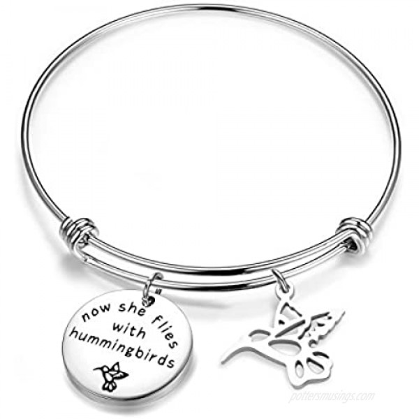 ENSIANTH Now She Flies with Hummingbirds Brcelet Hummingbird Memorial Jewelry Sympathy Gift for Her