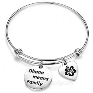 ENSIANTH Ohana Means Family Bracelet Family Member Gift Hawaiian Bracelet Hibiscus Flower Jewelry