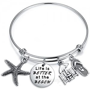 ENSIANTH Summer Beach Jewelry Life is Better at The Beach Charm Bracelet Best Gift for Beach Lover