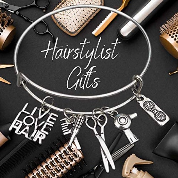 Hairdresser Jewelry Hairstylist Charm Bracelet Women's Live Love Hair Bangle Gift for Stylists