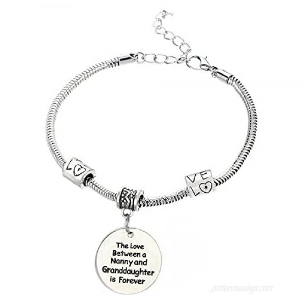 Love Between a Nanny and Granddaughter is Forever Bracelet - Personalized Jewelry Gift - 10’’ Bracelet