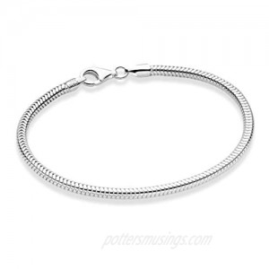 Miabella Solid 925 Sterling Silver Italian 3mm Snake Chain Bracelet for Women Men Teen Girls  Charm Bracelet 6.5  7  7.5  8  8.5  9 Inch Made in Italy