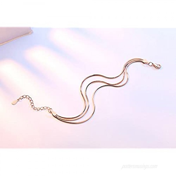 MIXIA Rose Gold/Silver Color Alloy Multilayer Bracelets Snake Chain Charm Bracelets for Women Personality Jewelry