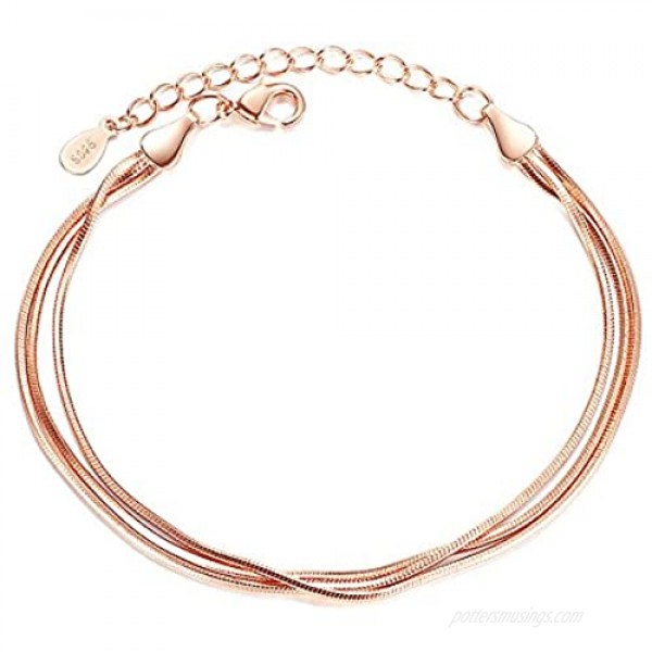MIXIA Rose Gold/Silver Color Alloy Multilayer Bracelets Snake Chain Charm Bracelets for Women Personality Jewelry