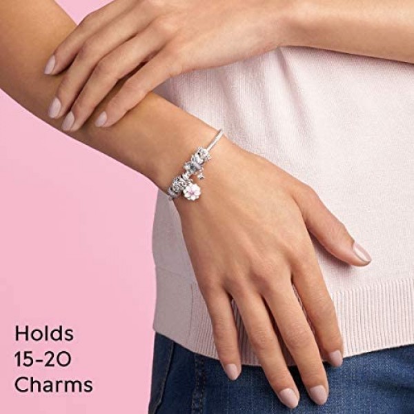 Pandora Jewelry Moments Butterfly Clasp Snake Chain Cubic Zirconia Bracelet in Sterling Silver