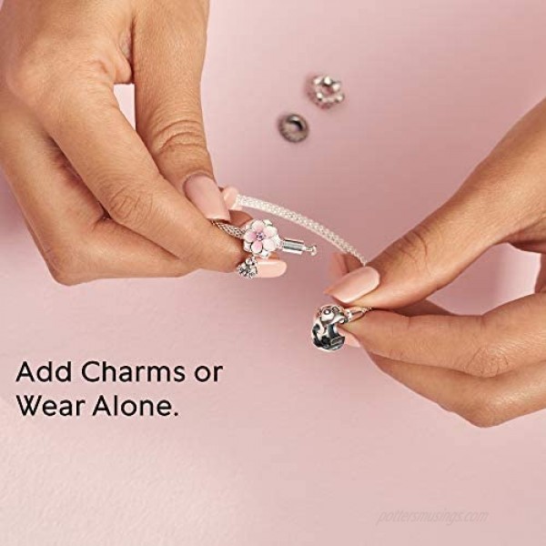 Pandora Jewelry Moments Mesh Charm Sterling Silver Bracelet