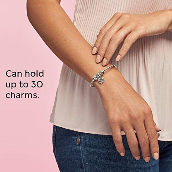 PANDORA Jewelry Smooth Moments Snake Chain Charm Sterling Silver Bracelet