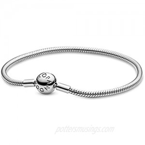 PANDORA Jewelry Smooth Moments Snake Chain Charm Sterling Silver Bracelet