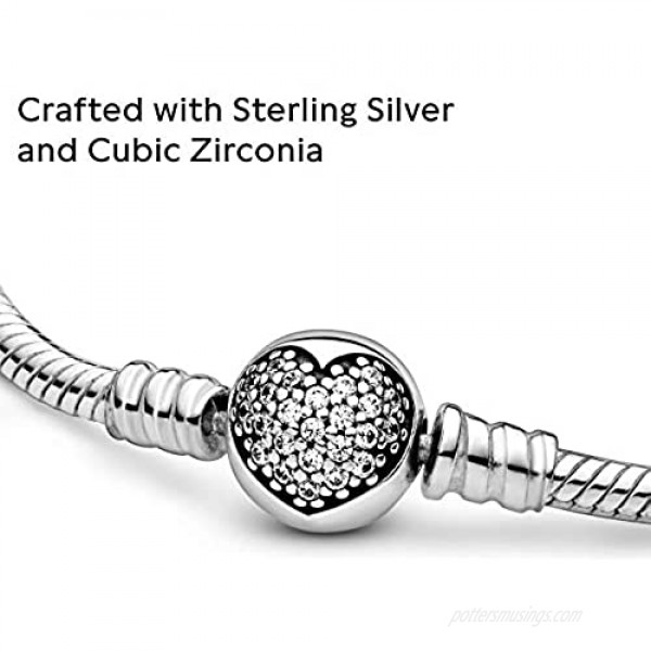 Pandora Jewelry Sparkling Heart Cubic Zirconia Bracelet in Sterling Silver