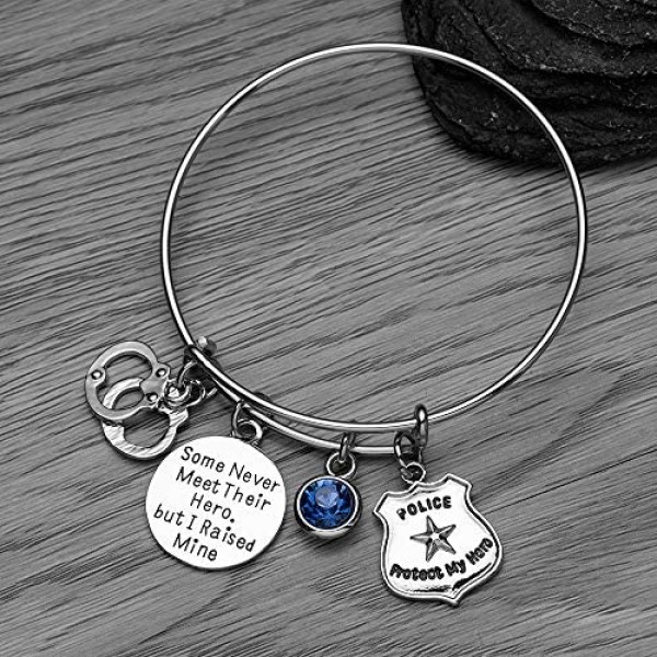 Police Mom Bracelet Some Never Meet Their Hero But I Raised Mine Jewelry Police Handcuff Charm Bangle Bracelet for Women- Cop Mom Gift