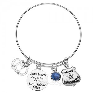 Police Mom Bracelet  Some Never Meet Their Hero  But I Raised Mine Jewelry  Police Handcuff Charm Bangle Bracelet for Women- Cop Mom Gift