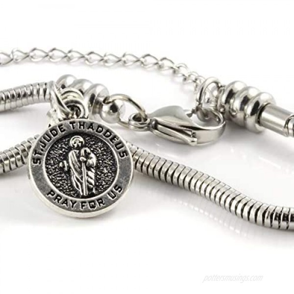 Saint Jude Bracelet | San Judas Tadeo St Jude Bracelet for Women Stainless Steel Snake Chain Charm Bracelet Perfect Saint Bracelets for Women and a Great Saint Jude Jewelry Piece