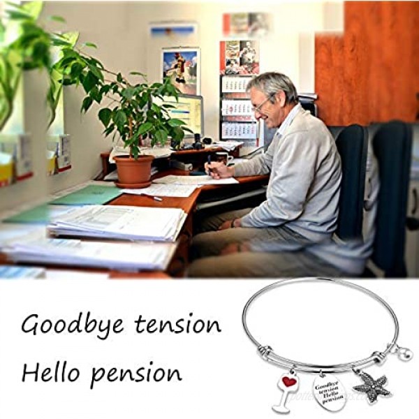 ZNTINA Retirement Gift Goodbye Tension Hello Pension Happy Retirement Bracelet 2020 2021 Gifts for Coworker Women Nurse Teacher