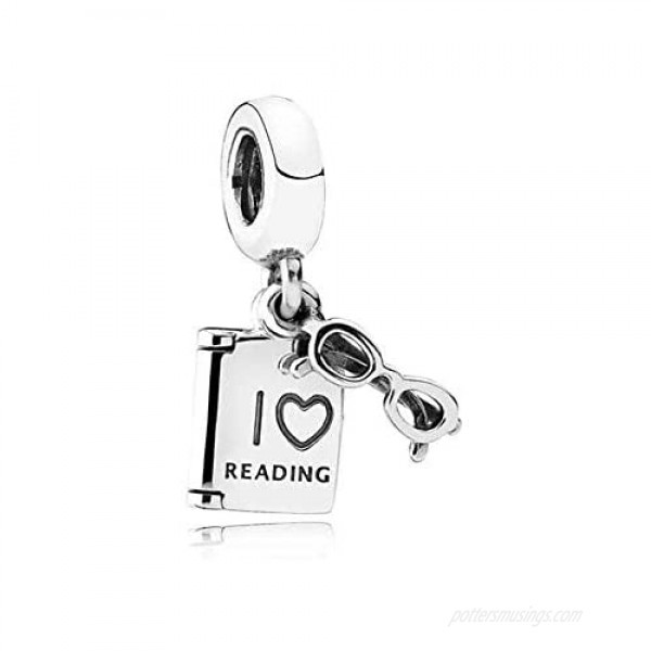 925 Sterling Silver I Love Reading Dangle Charm Beads Lucky Book Fits Pandora Bracelet Charms & European Bracelets