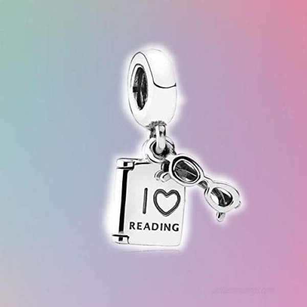 925 Sterling Silver I Love Reading Dangle Charm Beads Lucky Book Fits Pandora Bracelet Charms & European Bracelets