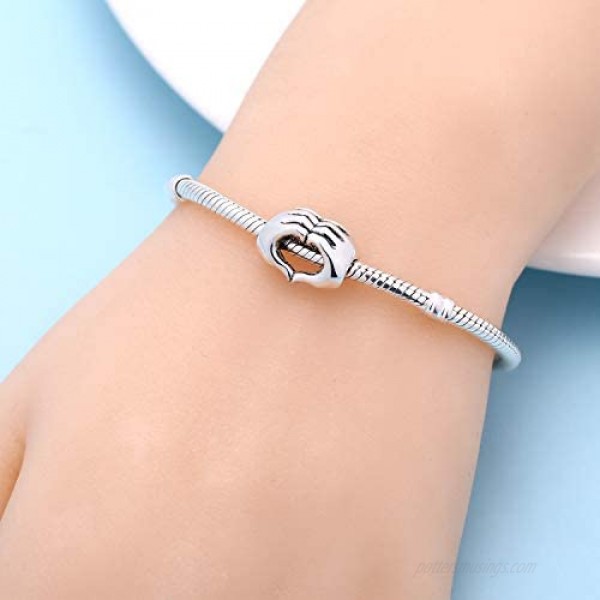 925 Sterling Silver Love Heart in Your Hands Charm for Charms Bracelets Xmas Gifts Idea