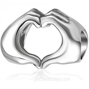 925 Sterling Silver Love Heart in Your Hands Charm for Charms Bracelets  Xmas Gifts Idea